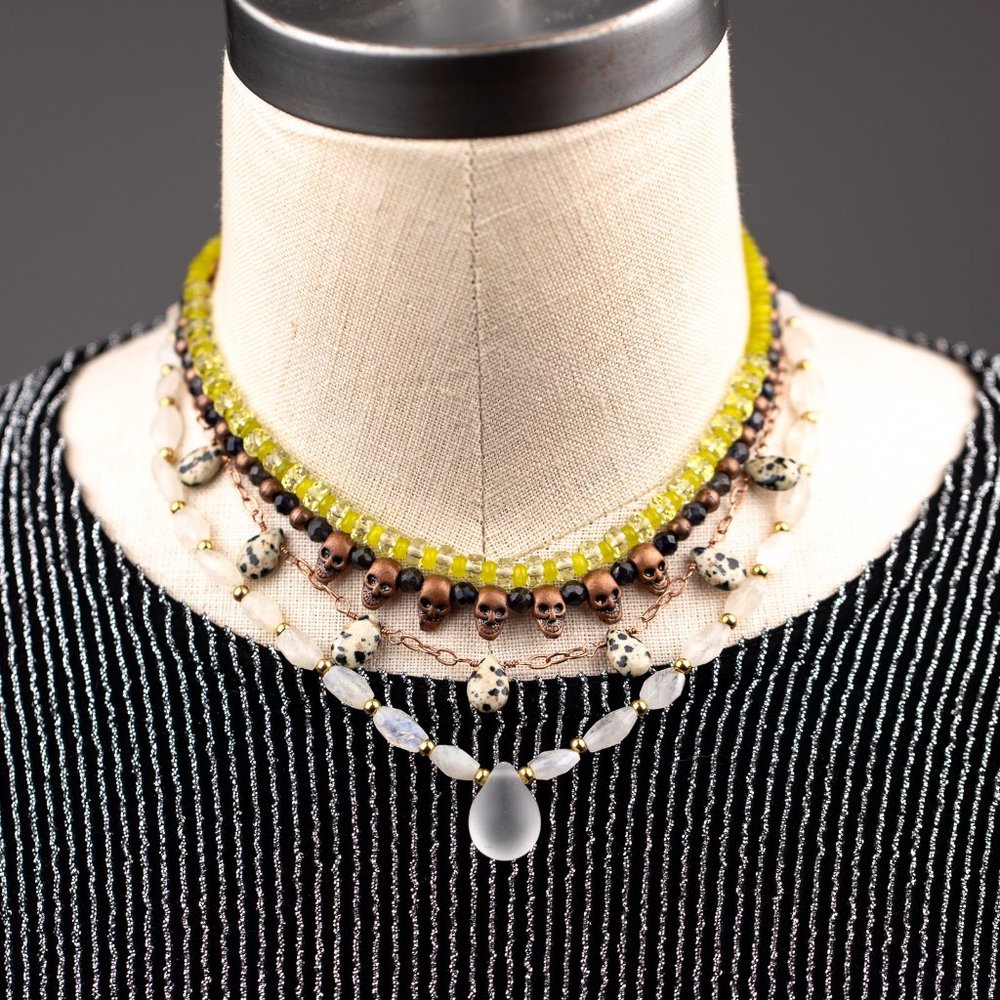 Black & White Quartz Teardrop Necklace